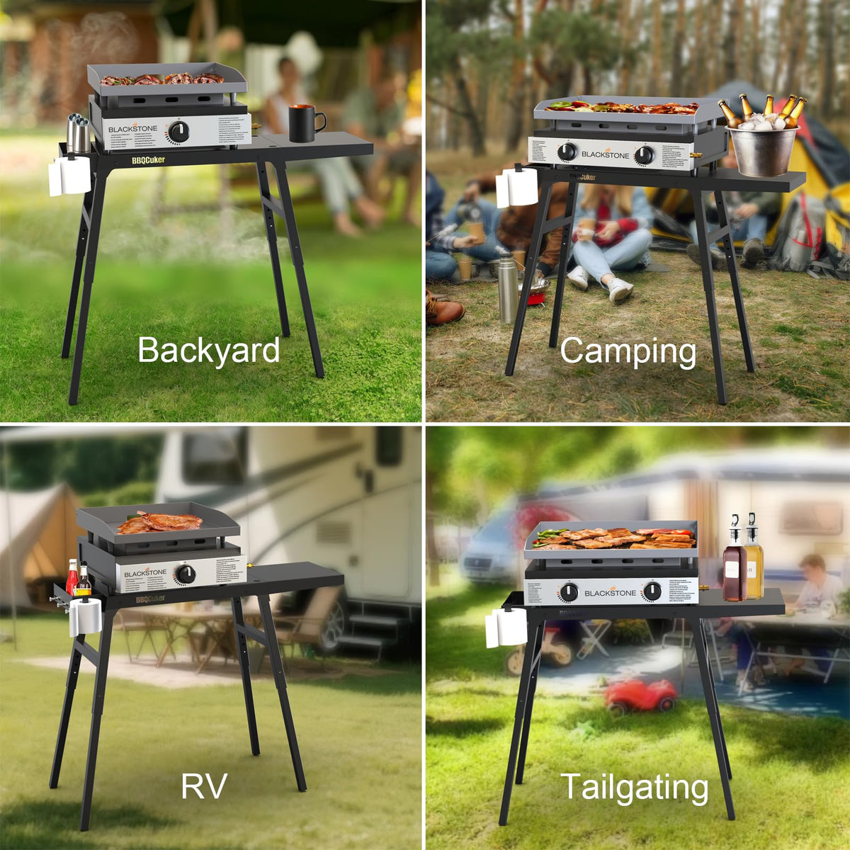 BBQCuker Griddle Stand with paper towel holder keeps wipes handy.