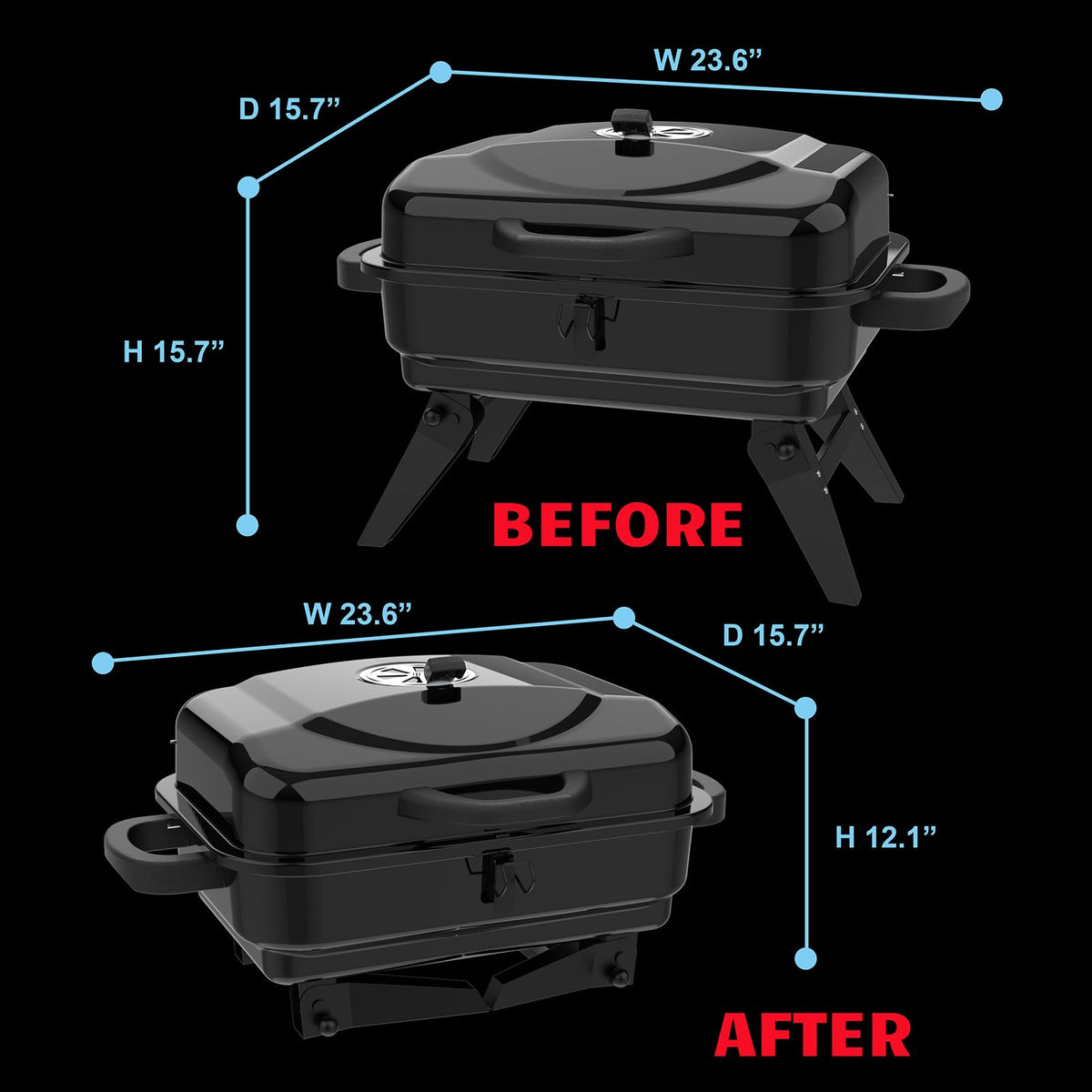 BBQCuker grill with adjustable top vent for precise heat control.