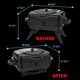 BBQCuker grill with adjustable top vent for precise heat control.