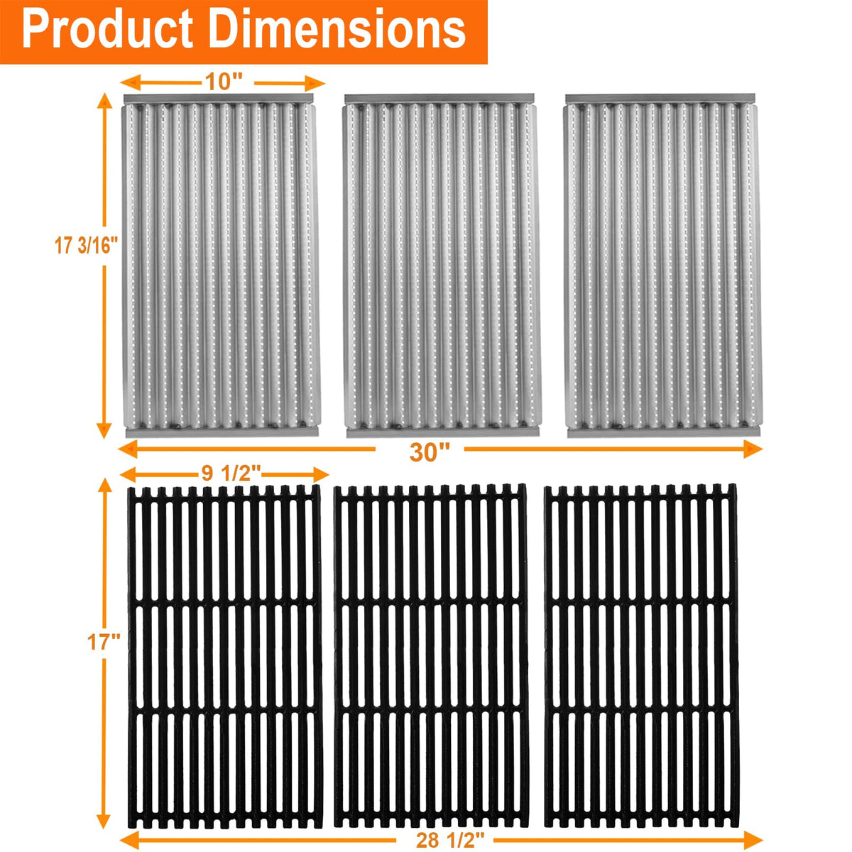 BBQ Future stainless steel cooking grate 3-pack offers durable rust resistance and easy cleaning.