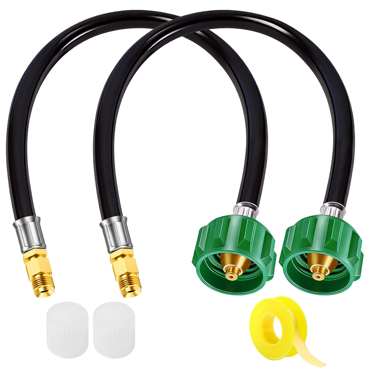 BBQHKCX 15-inch RV propane hose with inverted flare for secure connections.