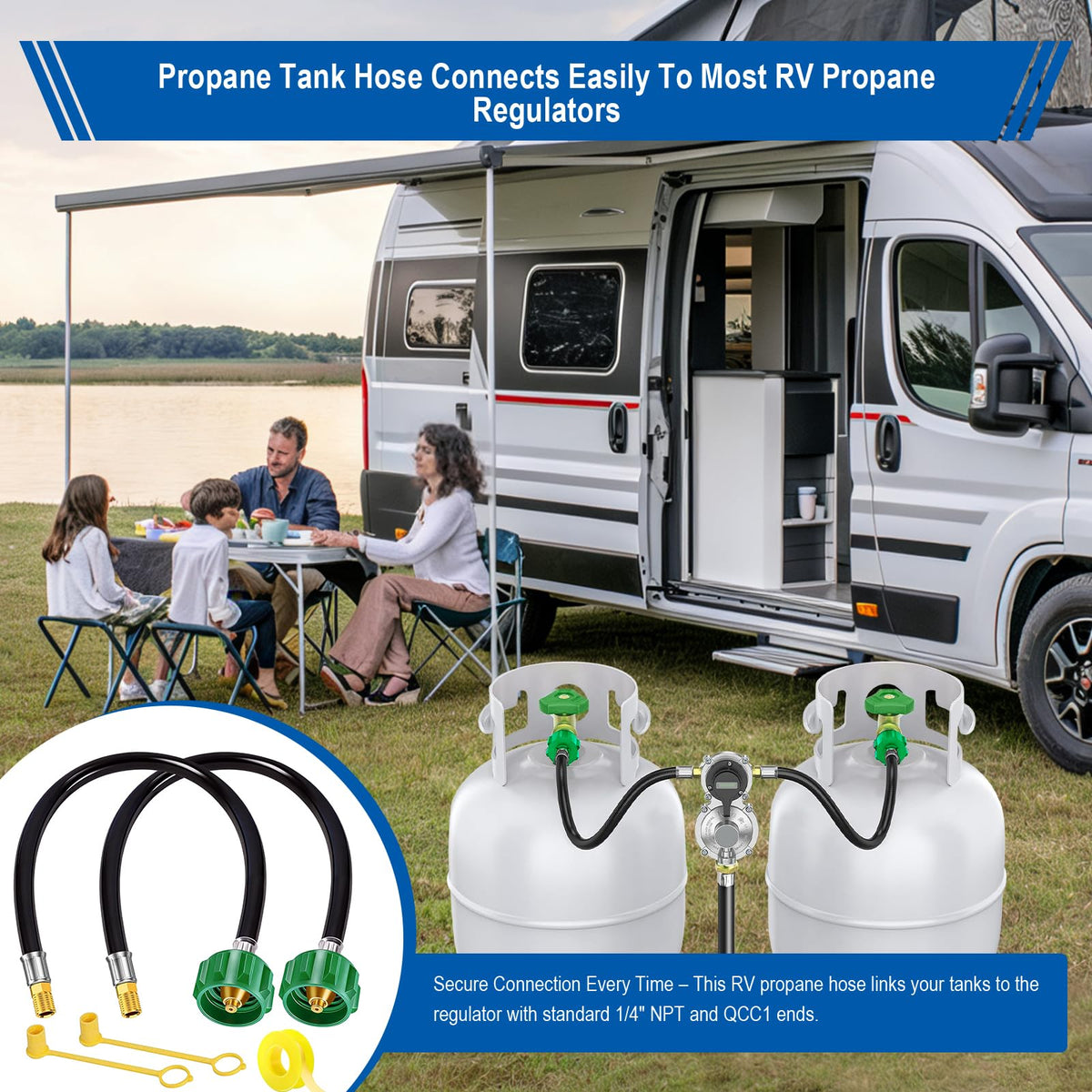 BBQHKCX brass fittings provide secure, leak-proof RV propane connection