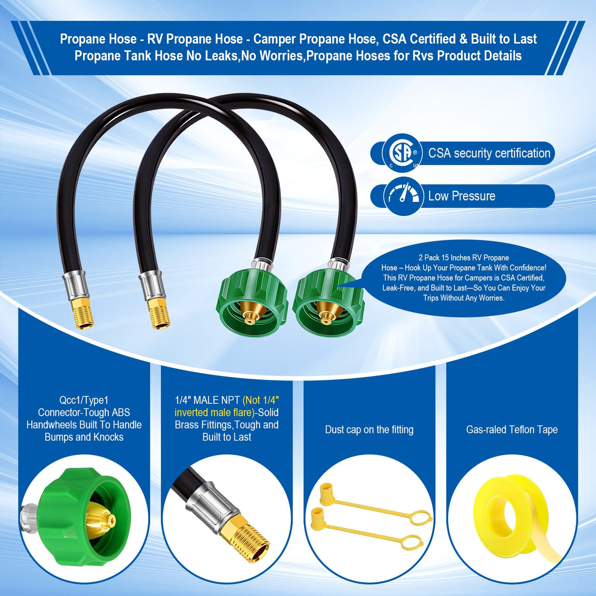 BBQHKCX CSA-certified hose with triple-layer design withstands weather