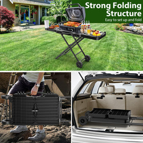 BBQMall stand featuring paper towel holder for convenient cleanup