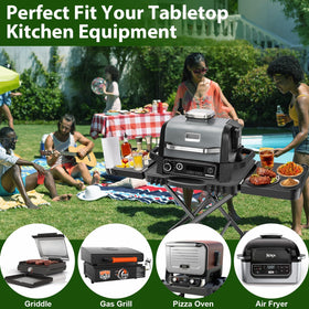 BBQMall stand with six hooks and safety locks for organized grilling