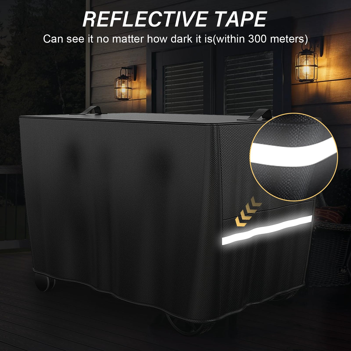 BBQMall pizza oven cart cover reflective tape helps locate the cart at night