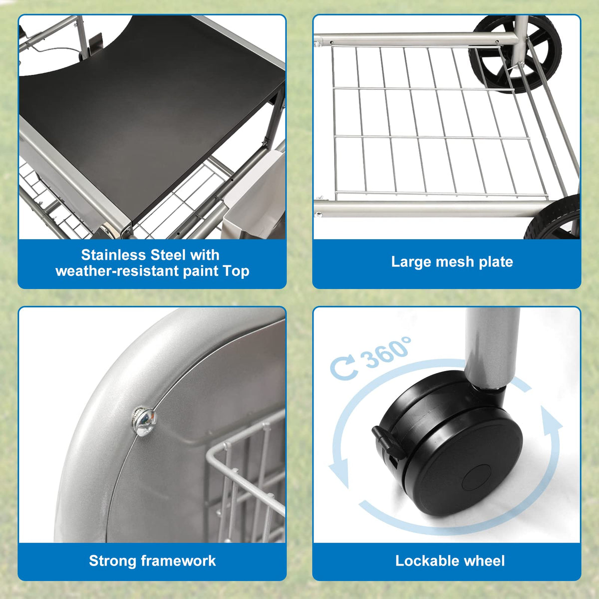 BBQMall top space for grilling gear supports comfortable outdoor cooking.