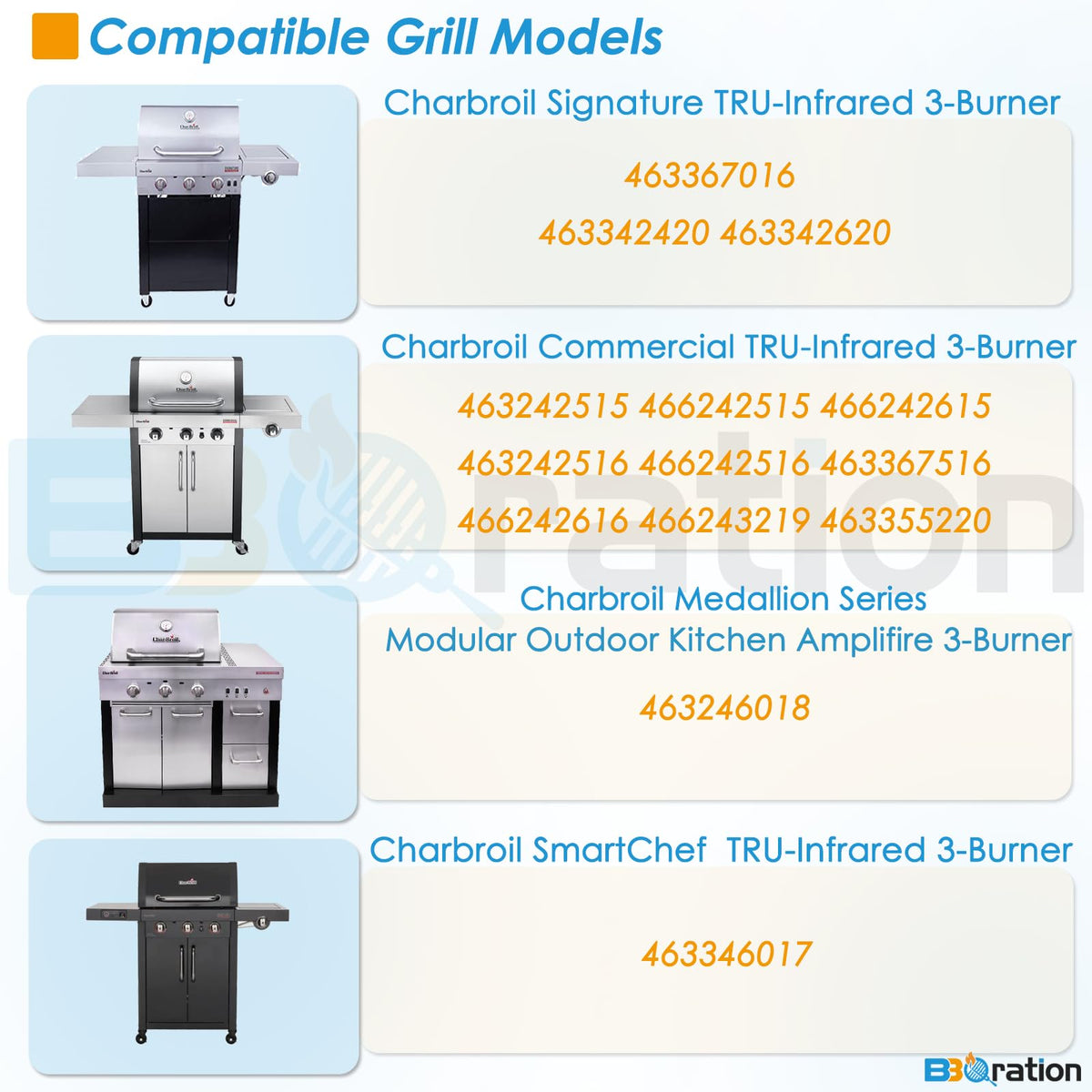 BBQration 17inch stamped stainless emitters display durable construction for long-lasting grilling