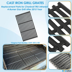 BBQration three-pack matte cast iron grates for replacement
