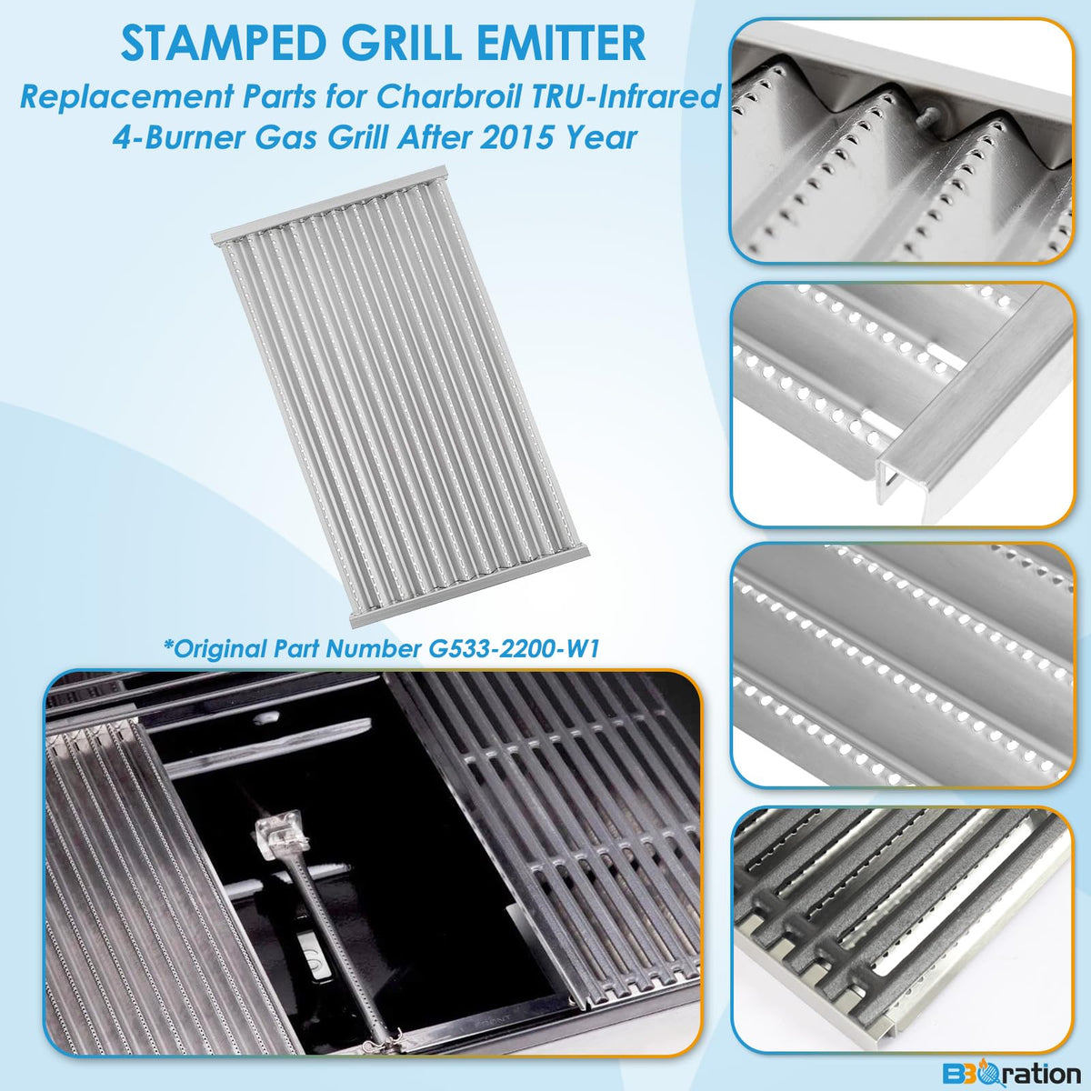 BBQration Char-Broil TRU Infrared 4-burner emitter kit in use for replacement parts.