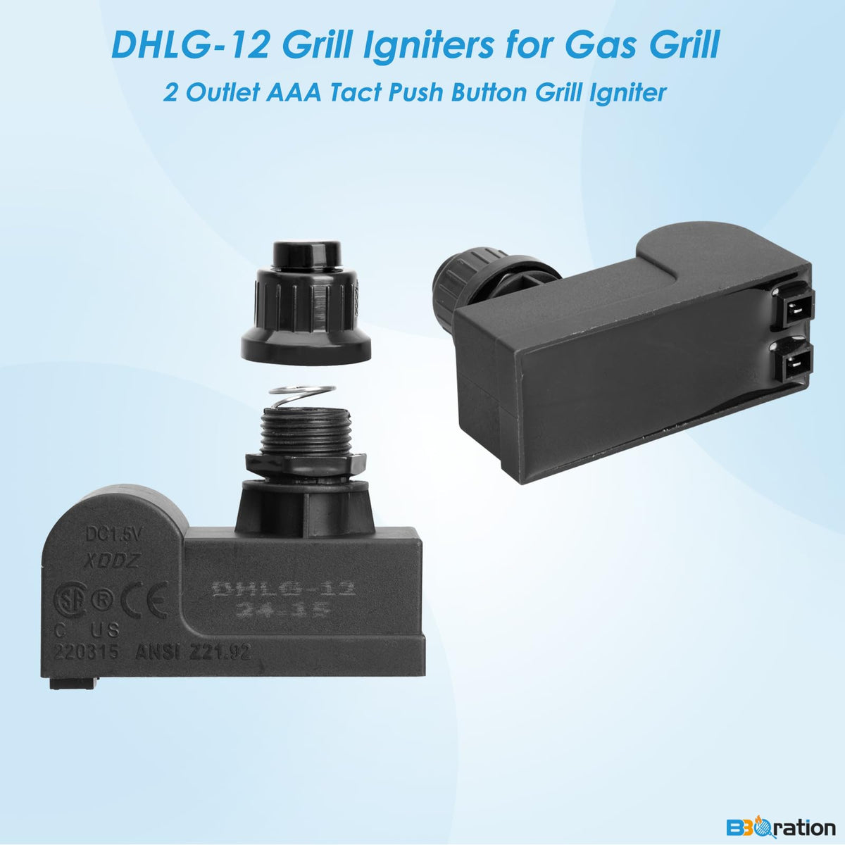 BBQration DHLG-12 AAA battery requirement highlighted for operation