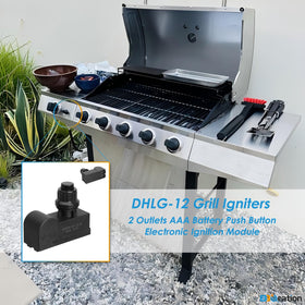 BBQration DHLG-12 two outlets close-up showing dual ignition points