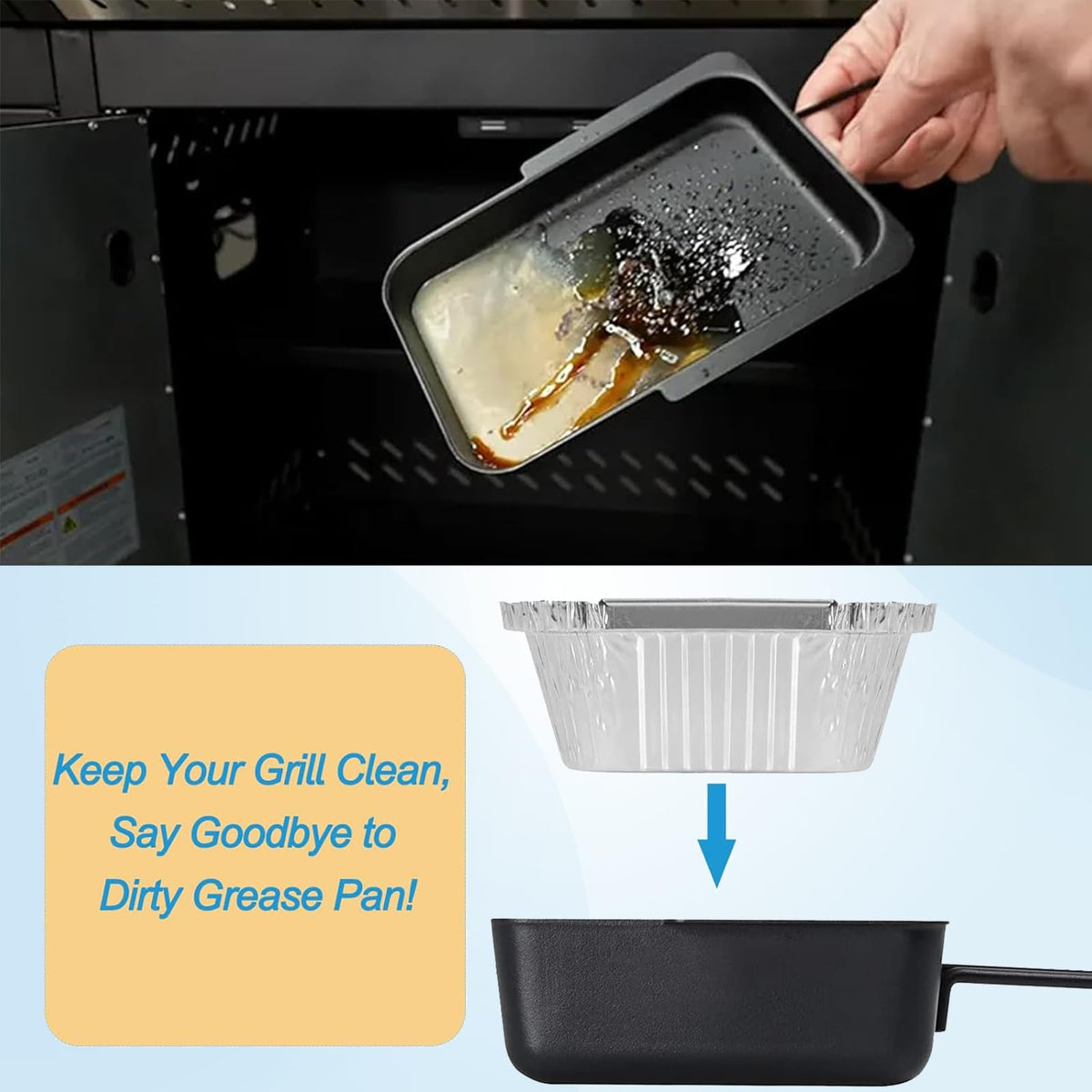 BBQration grease catcher parts shown for quick grill maintenance