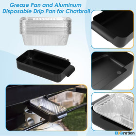 BBQration grease tray for Charbroil models including 463342420n, left-view