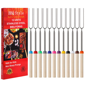 BBQStyle 12-piece marshmallow roasting sticks extended for open-fire grilling