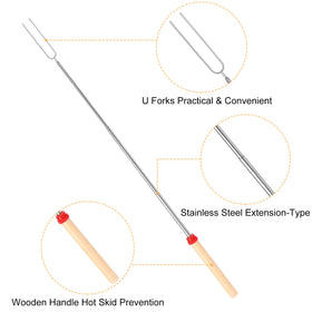 BBQStyle collapsible roasting forks in 304 stainless steel for durability
