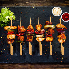 BBQStyle kebab skewers for appetizers ideal for grills and canapes.