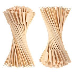 BBQStyle natural wooden paddle skewers elevate charcuterie and catering setups.