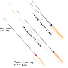 BBQStyle telescoping smores sticks extend to reach flames from a distance.