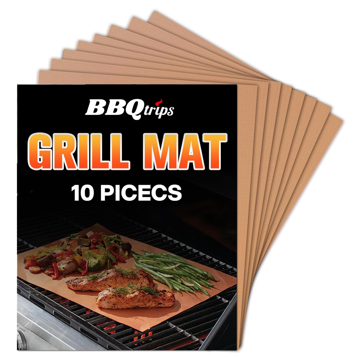 BBQtrips copper grill mat rolled for compact storage