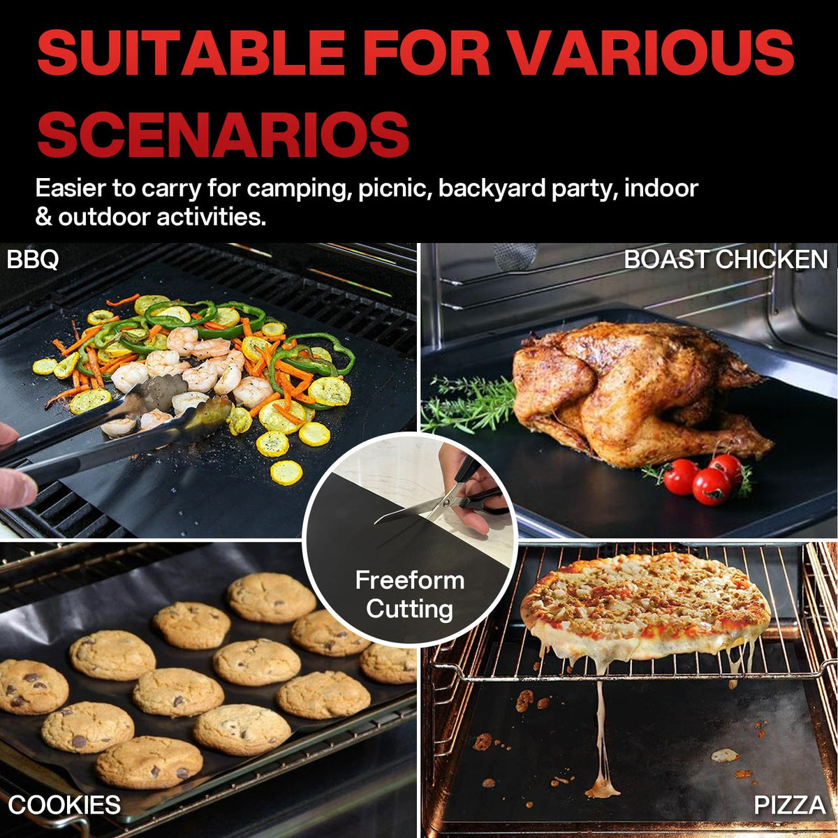 BBQtrips grill mats used for vegetables, meat, and fish on grill