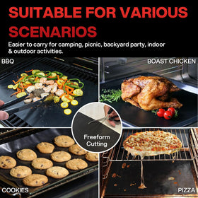BBQtrips grill mats used for vegetables, meat, and fish on grill