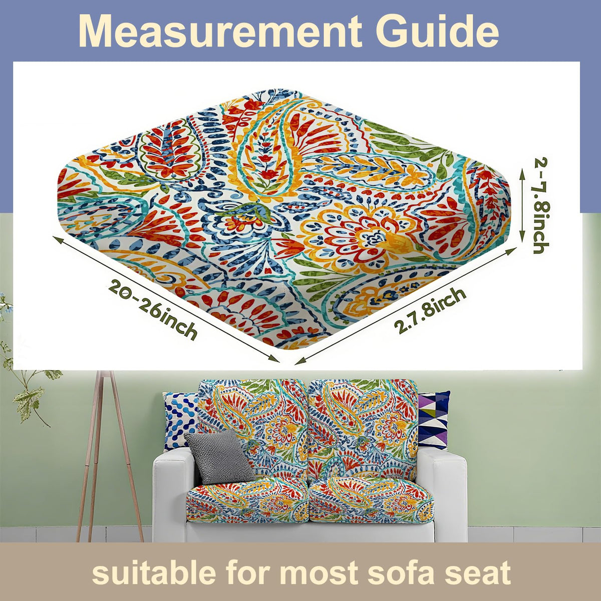BBSET indoor cushion cover fits 20–27in cushions for versatile sofa updates