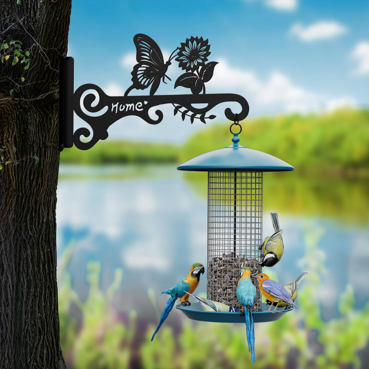 BBTFAA butterfly design hanger for lanterns and bird feeders on walls