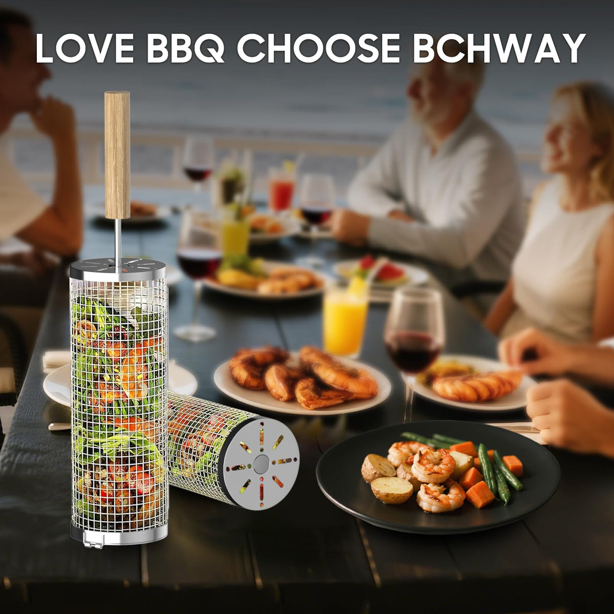BCHWAY gift-ready grill basket perfect for dad, husband, or grill lovers.