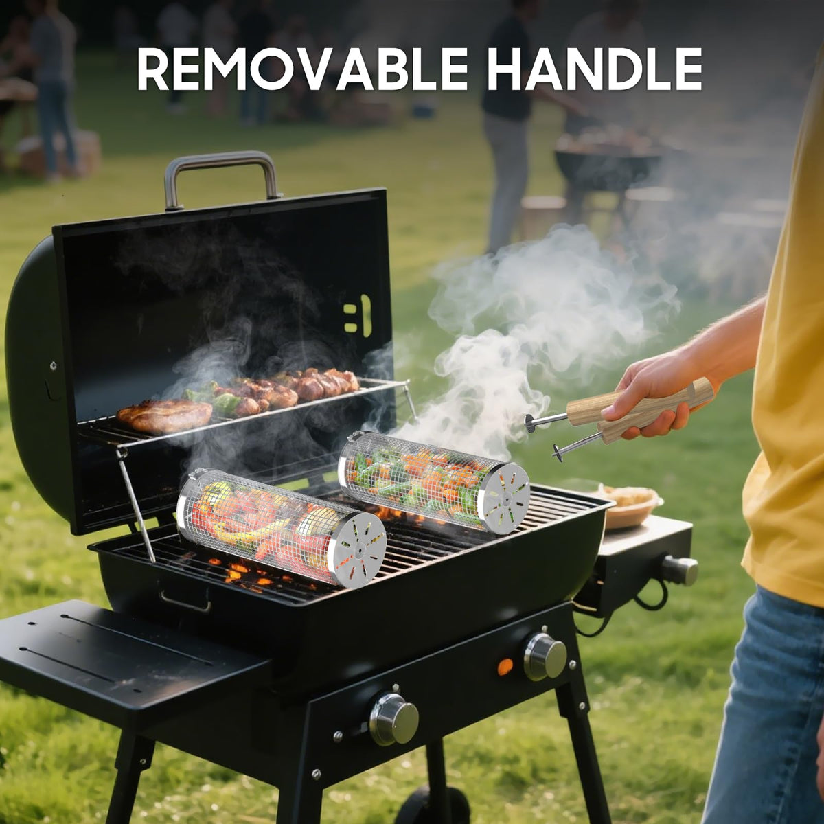 BCHWAY removable wooden handles keep hands safe during flipping.