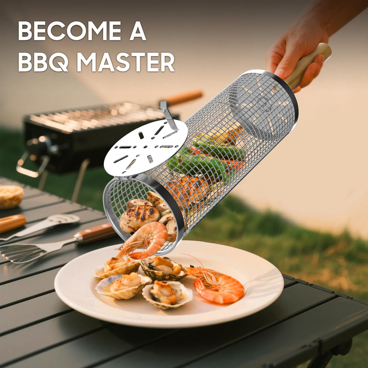 BCHWAY 304 stainless steel baskets resist heat and rust for outdoor use.