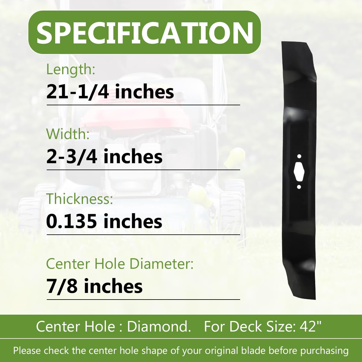 BCQNXX 42-inch deck bagging blades with diamond pattern