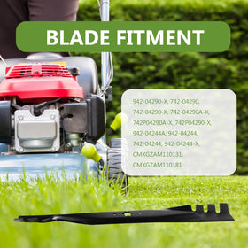 BCQNXX 742-04290-X blade-fitment close-up for 46-inch mower deck compatibility