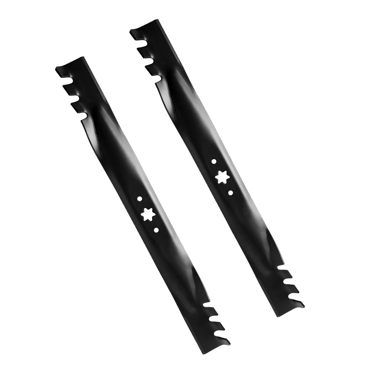 BCQNXX 942-04290-X mulching blade close-up showing heavy-duty steel and edge precision