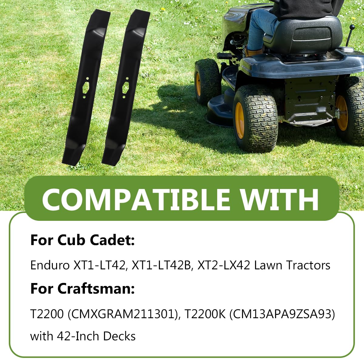 BCQNXX Craftsman 42-inch deck compatible blades for reliable mowing