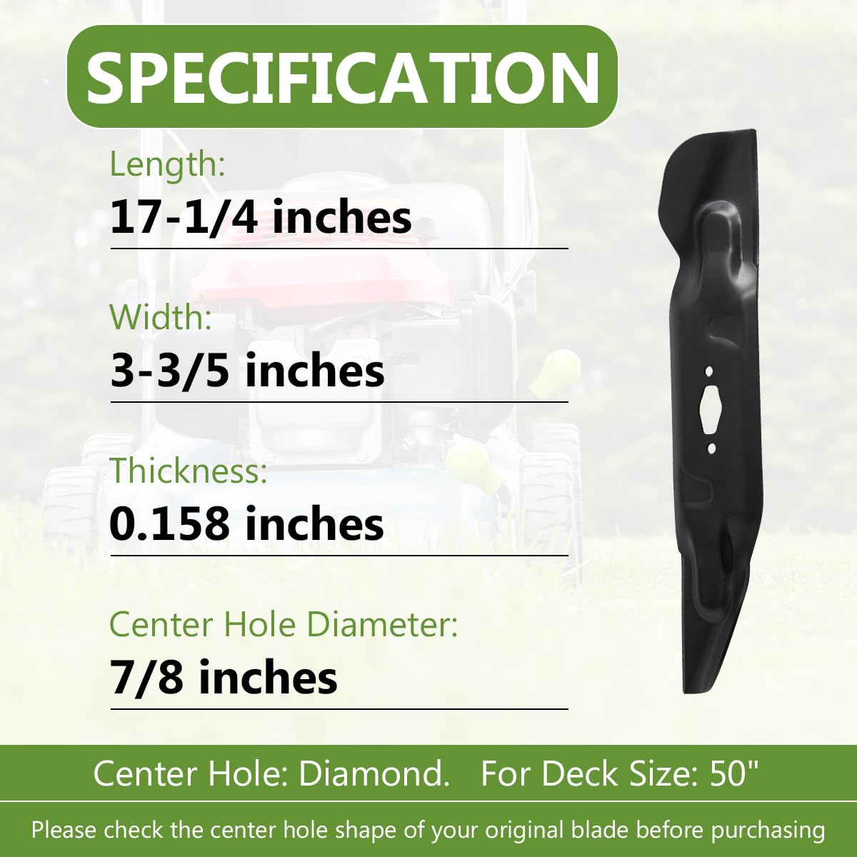 BCQNXX 742P05094 diamond-hole blade pattern for spindle compatibility.