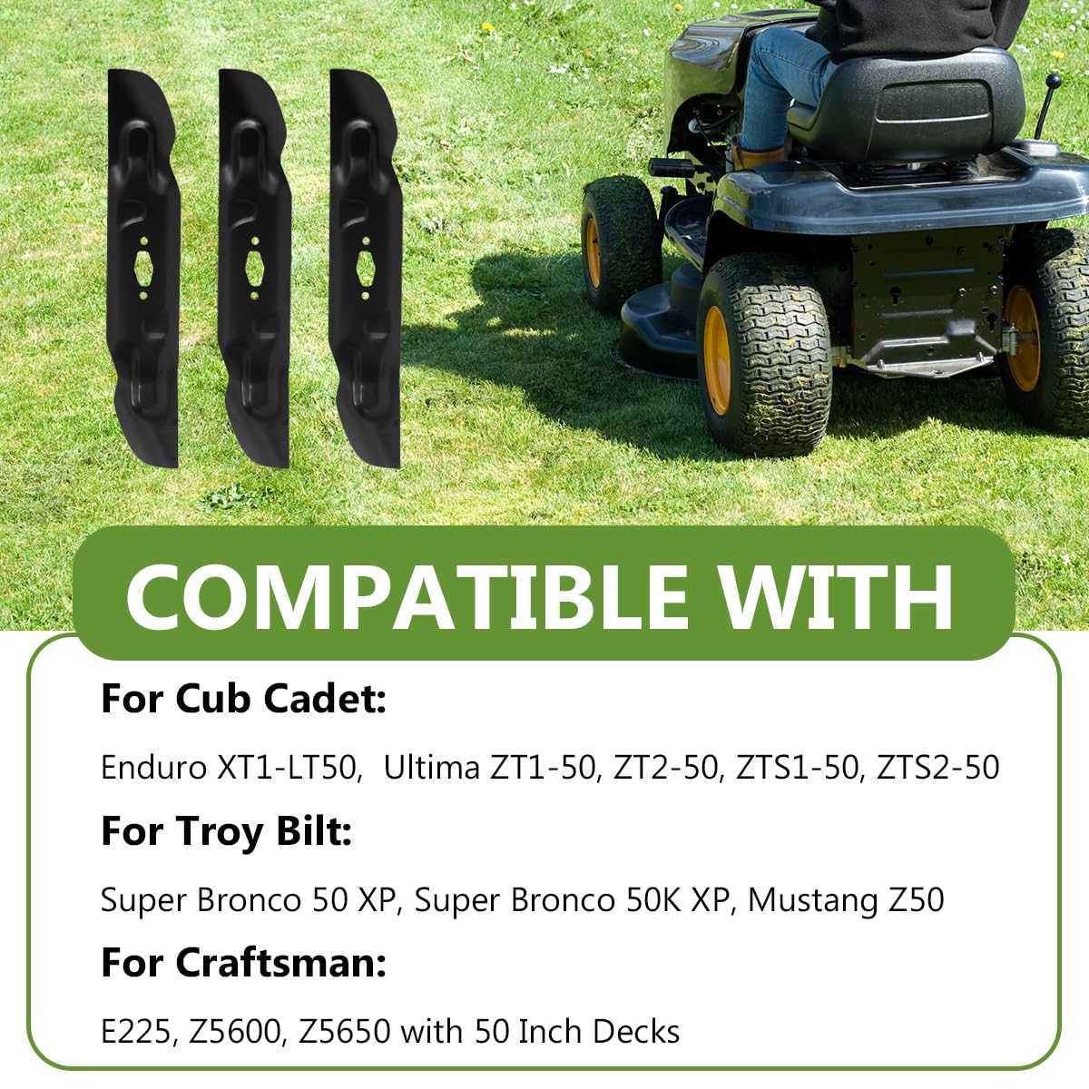 BCQNXX Enduro XT1-LT50 compatibility ensures smooth fits with popular mowers.