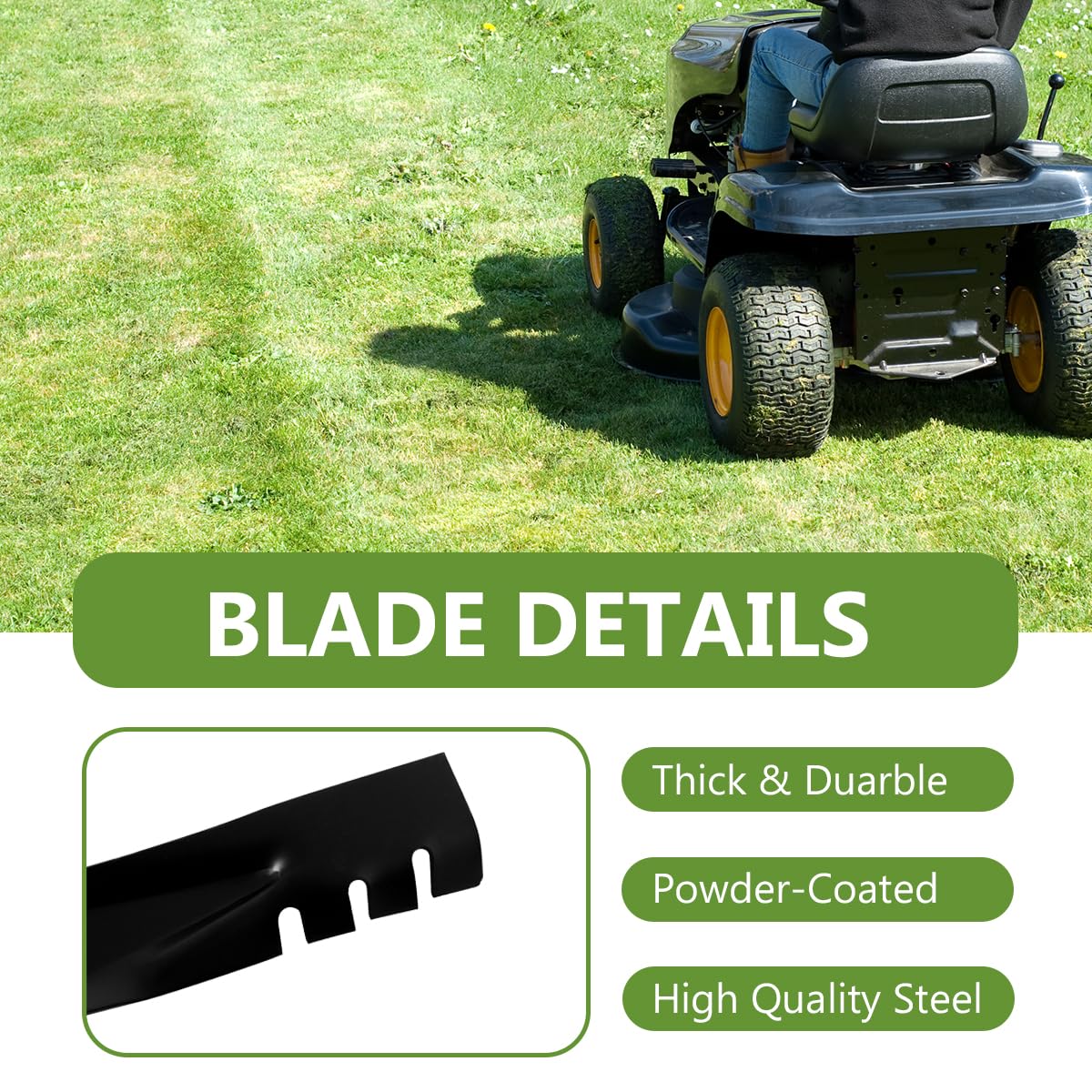 BCQNXX heavy-duty blade surface with protective powder-coat rust-resistant finish
