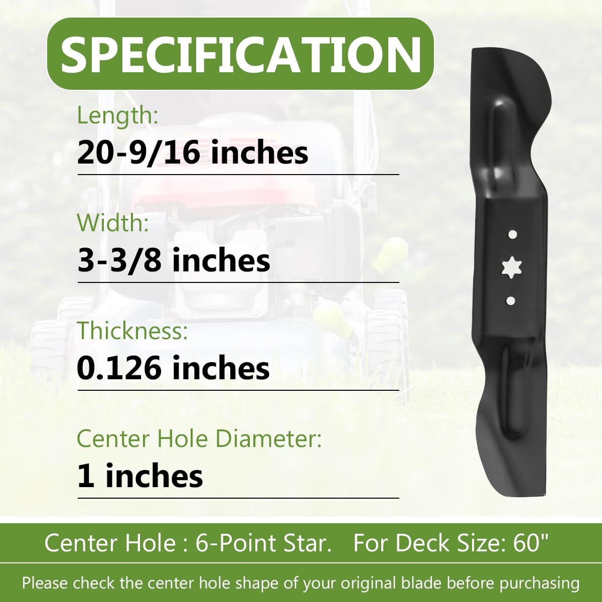 BCQNXX heavy-duty blade set with rust-resistant finish for tough lawns