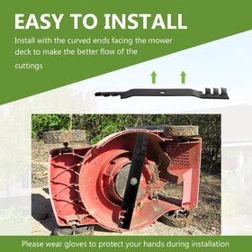 BCQNXX heavy-duty blades on a 42-inch deck for tall grass.