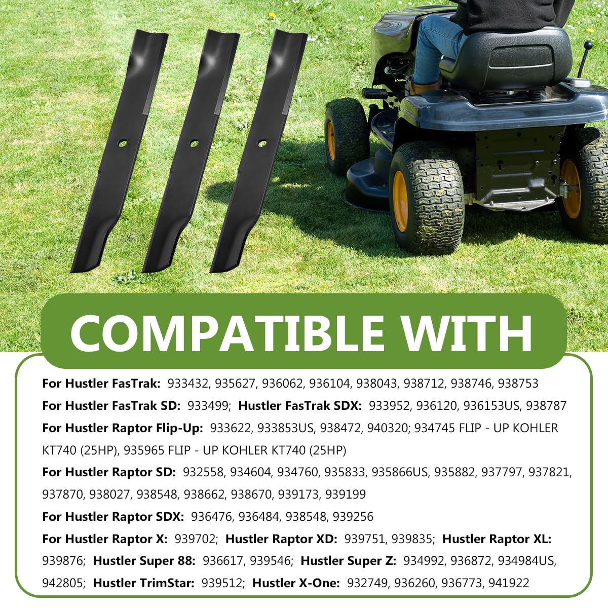 BCQNXX high lift blades compatible with Raptor series for clean cuts