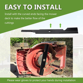 BCQNXX high lift blades deep-cut edge ready for efficient mowing.