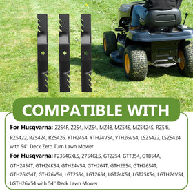 BCQNXX packaged three blades ready for installation on 54-inch mowers