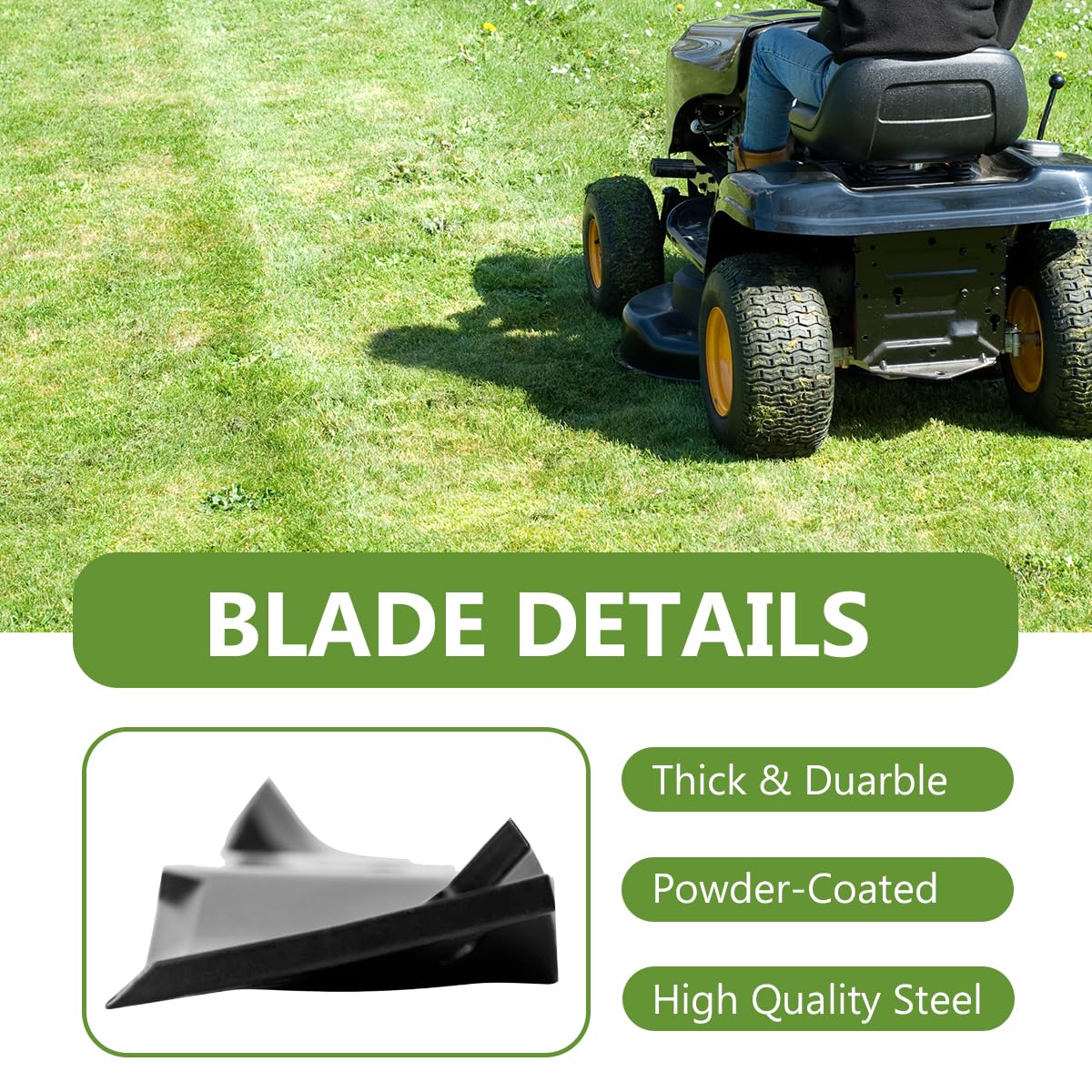 BCQNXX powder-coated finish resists rust and extends blade life