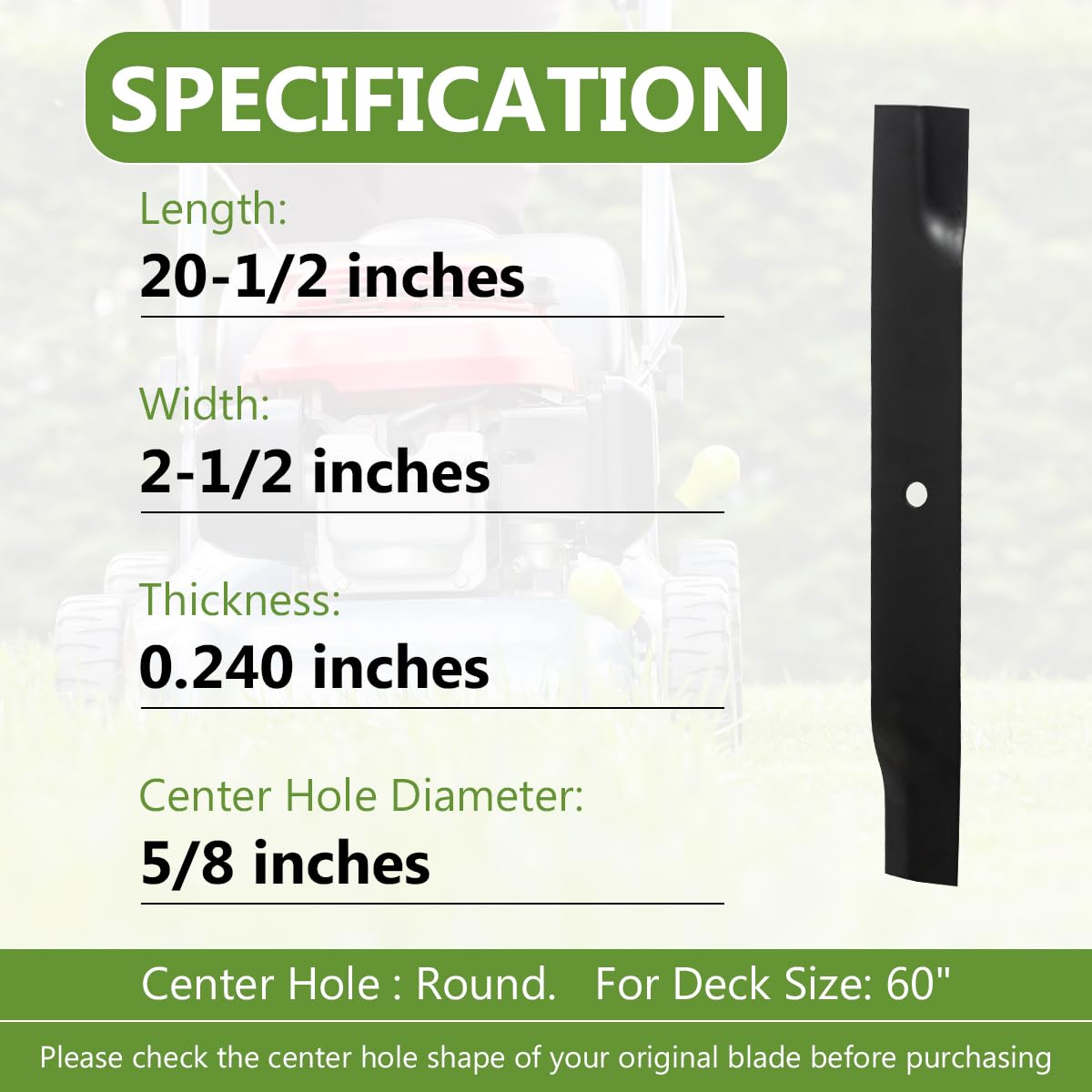 BCQNXX powder-coated blades resist dust and rust for reliable mowing performance.