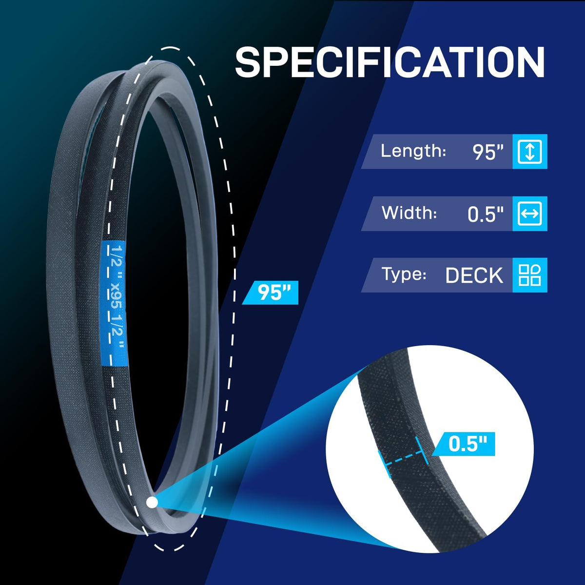 BDeli 1/2-inch by 95-inch belt dimensions for precise fit