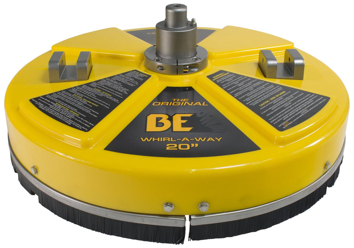 BE Pressure Whirl-A-Way 20-inch surface cleaner with two-arm rotary bar provides stable cleaning motion.