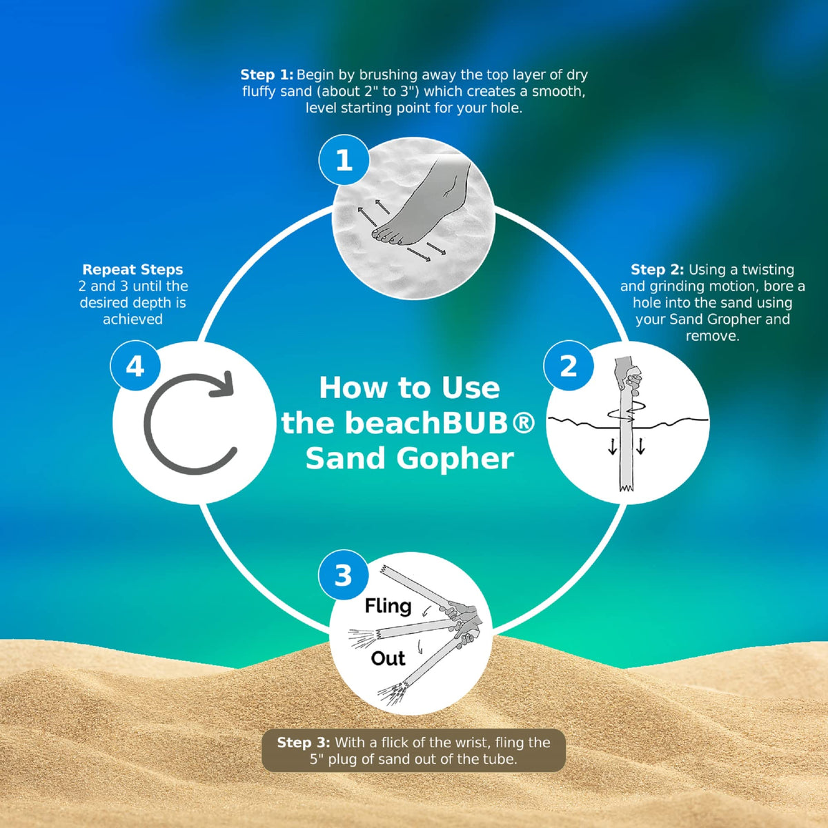 BeachBUB Aluminum Sand Digger cuts through sand for a firm hole efficiently