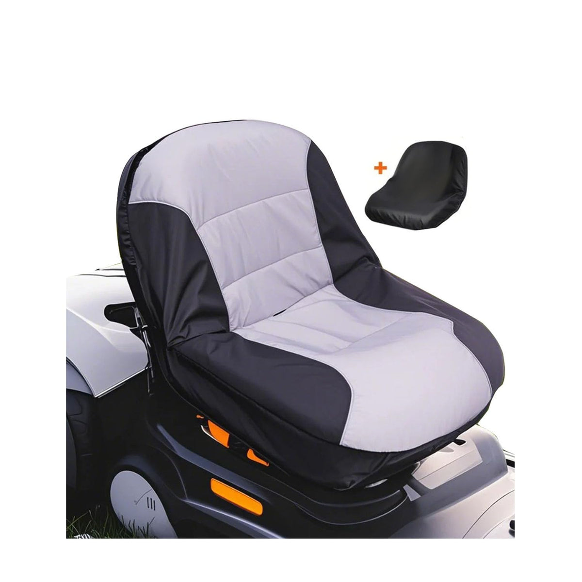 BeadChica Deluxe seat cover with back pocket keeps gloves handy during mowing.