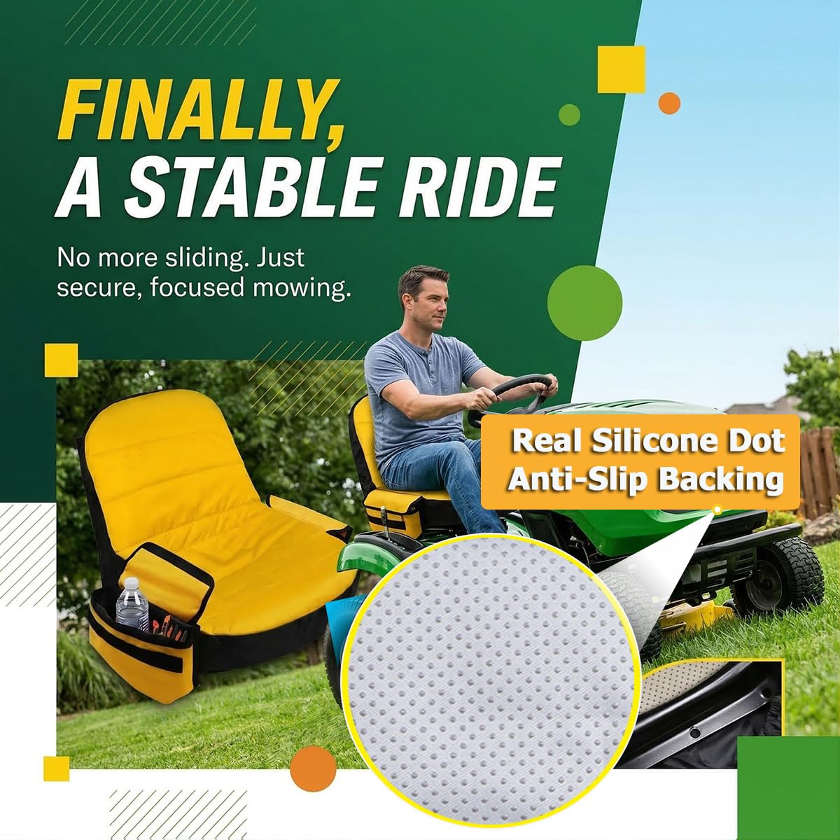 BeadChica Upgraded Tractor Seat Cover back pockets store phones and essentials.
